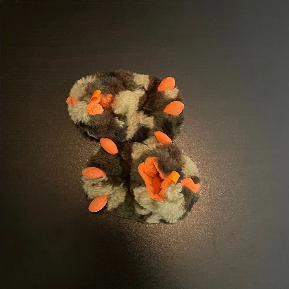 Cozy Kids' Furry Slippers - Orange and Brown